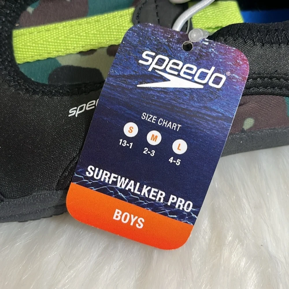 NWT Speedo Boys Black Green Water Shoes
